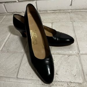 Salvatore Ferragamo Leather Black Block Heel Pumps 9.5 3A - 40.5 EU